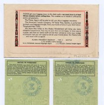 Alaska Steamship Co. Envelope w/ 2 Berth Checks, 1938